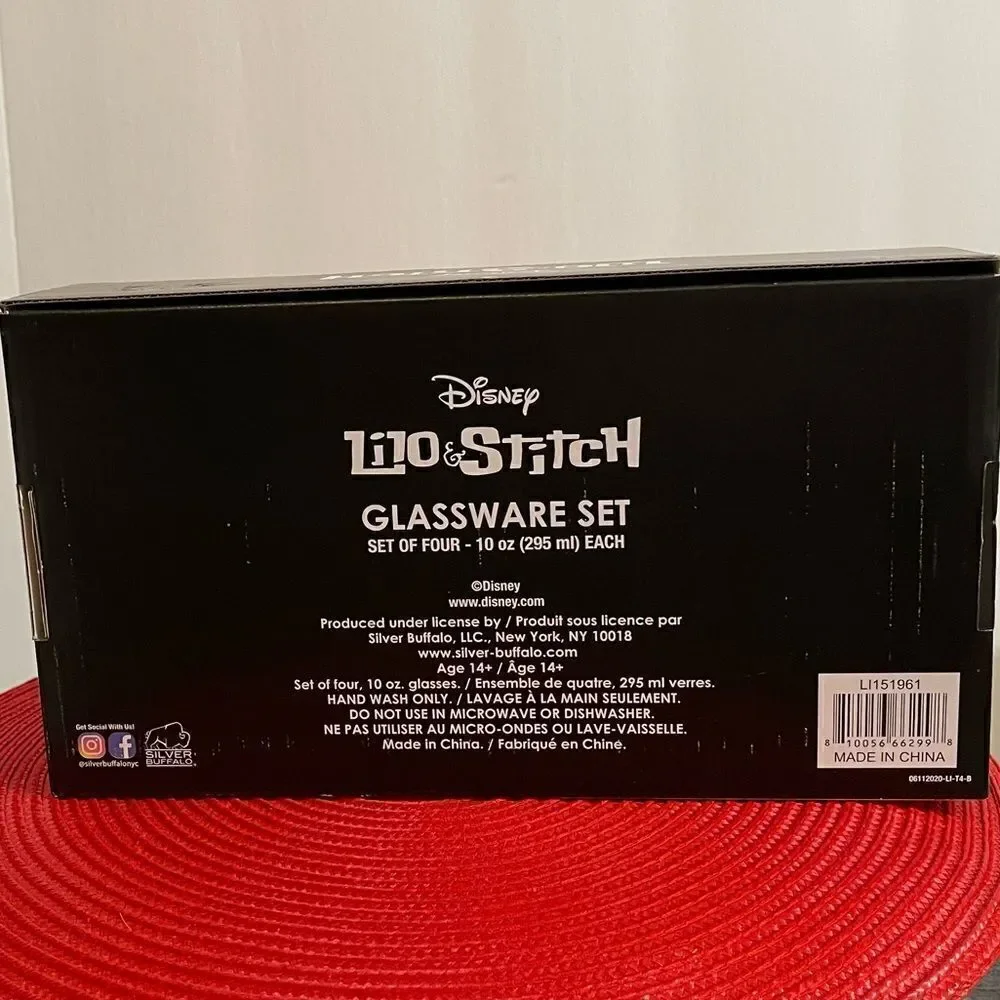 Disney Stitch glasses Set of 4 NWT